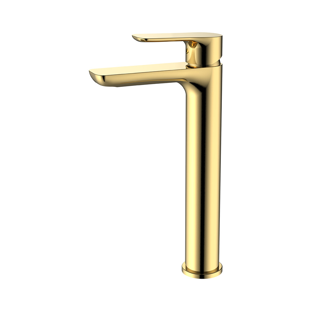 Single Lever Tall Washbasin Mixer- Brushed Gold