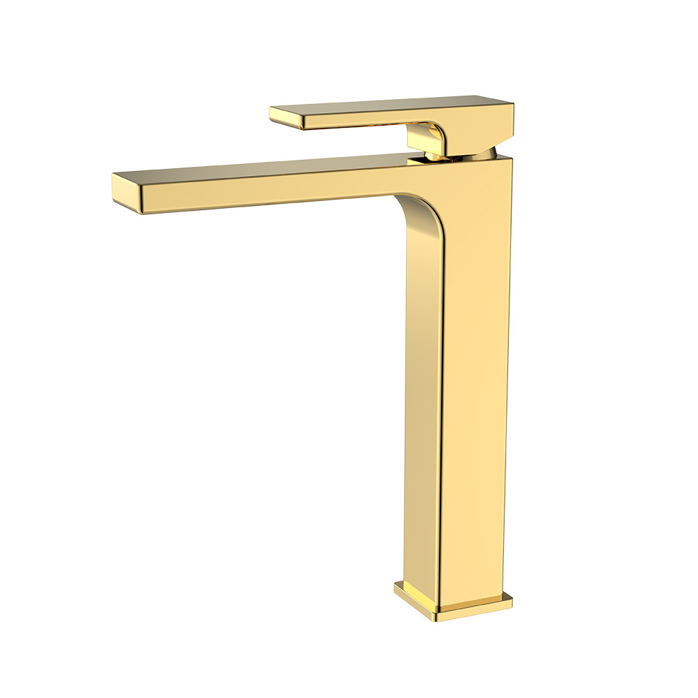 Einhebel hoher Waschbecken Mixer- gebürstetes Gold