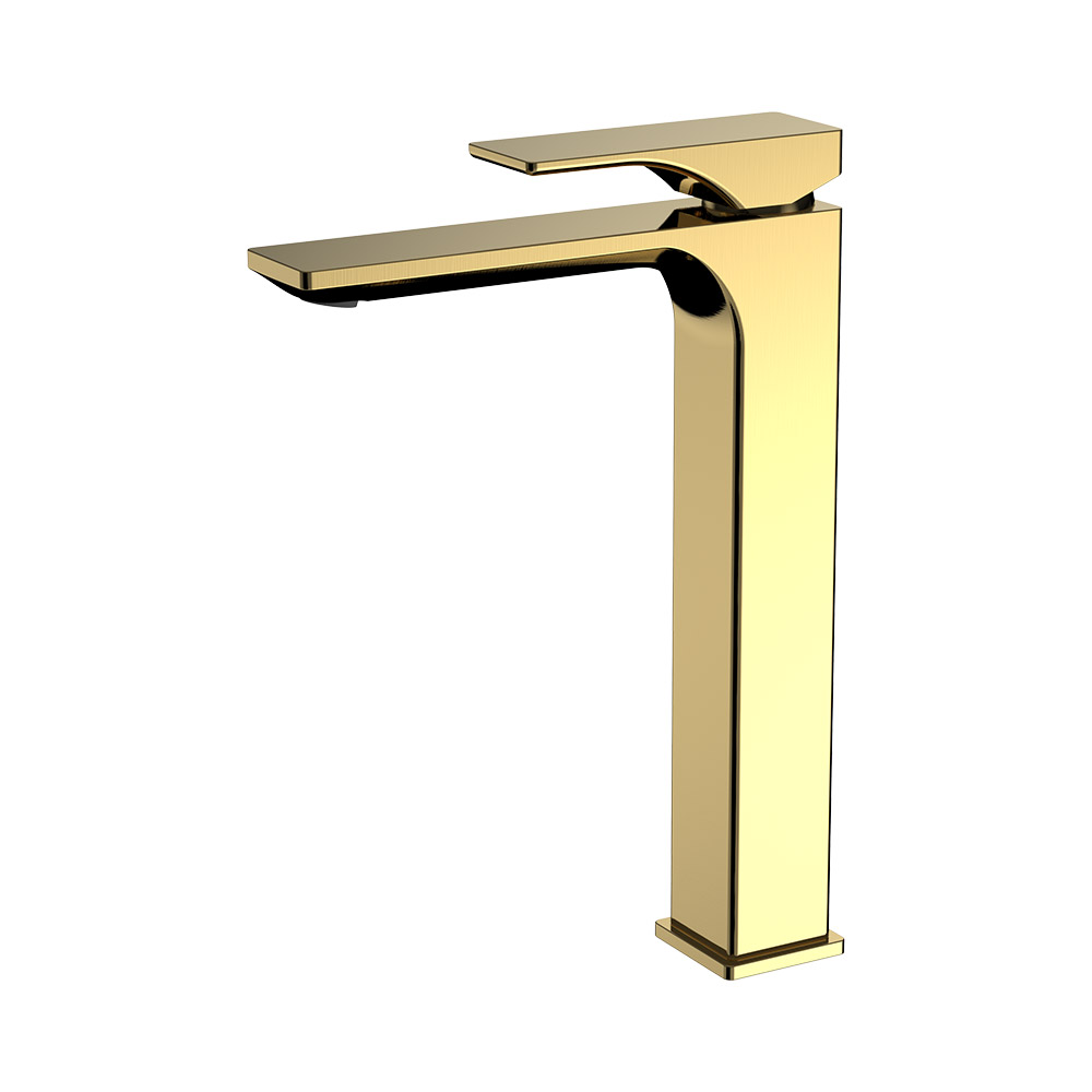 Einhebel hoher Waschbecken Mixer- gebürstetes Gold