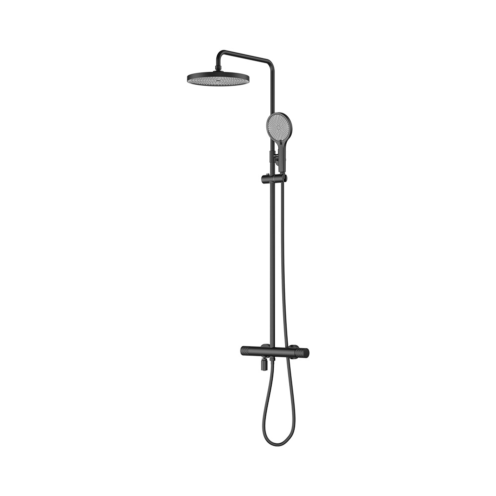 Conjunto de coluna de chuveiro de alavanca dupla - Elec. Preto