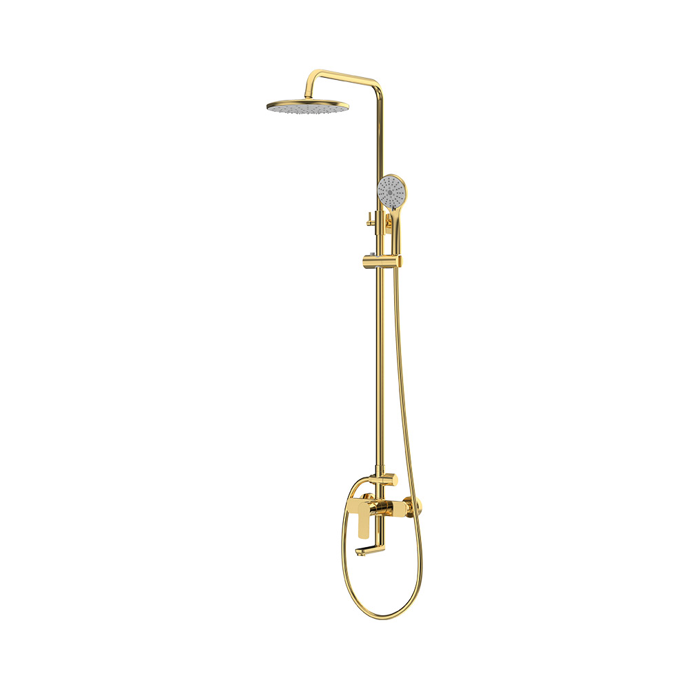 Set de columna de ducha de palanca única - oro cepillado