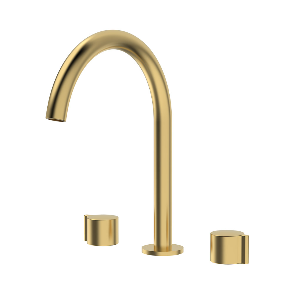 Mixer de bacia de alavanca dupla - ouro escovado