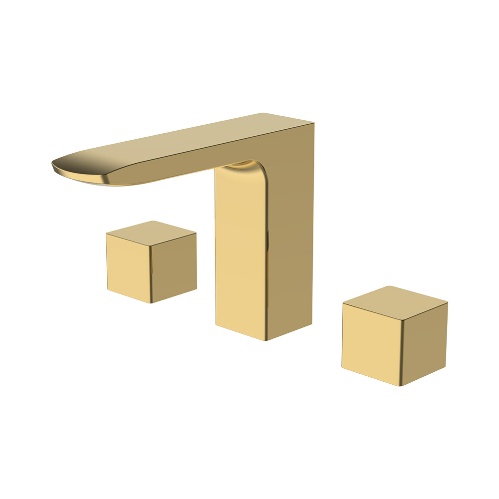 Mixer de bacia de alavanca dupla - ouro escovado
