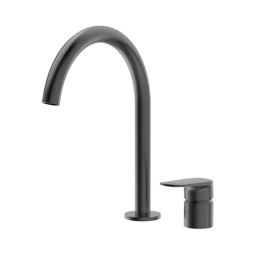 Mixer de bacia de dois buracos - pistola cinza