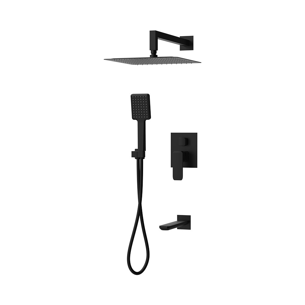 Três saídas escondido misturador de chuveiro- Elec. Preto
