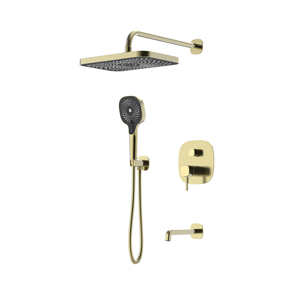 Mixer de chuveiro escondido de alavanca única - ouro escovado