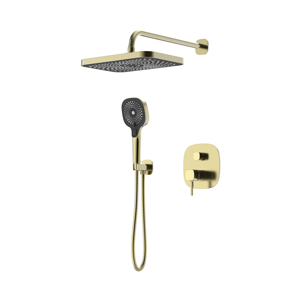 Conjunto de columna de ducha oculta de palanca única - oro cepillado