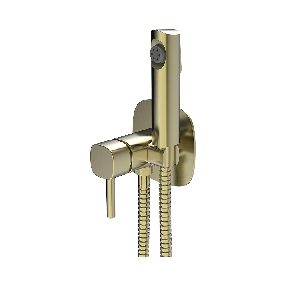 Mezclador de bidet oculto de palanca única - oro cepillado