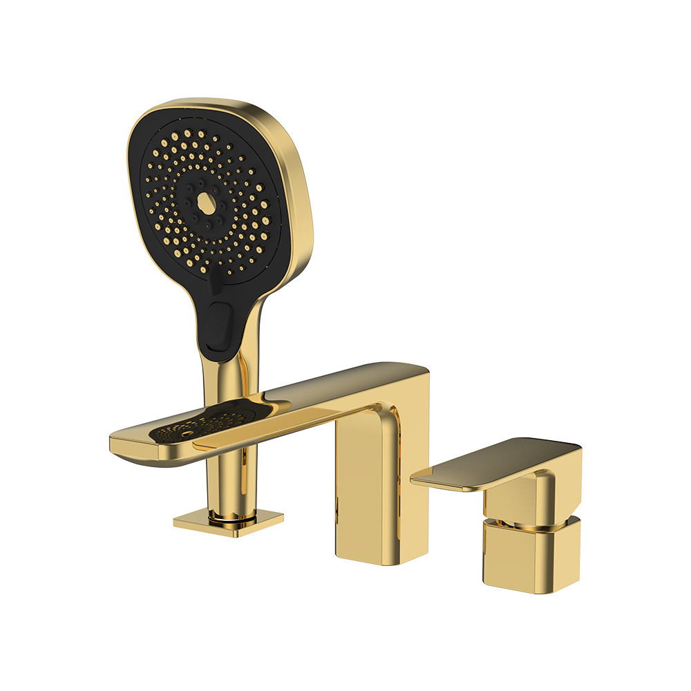 Misturador de banho de três buracos - ouro escovado