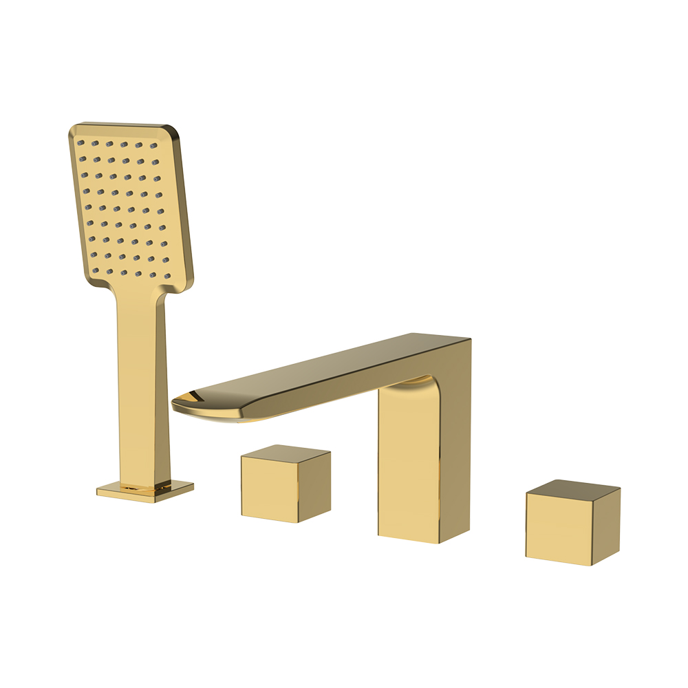 Misturador de banho de quatro buracos - ouro escovado