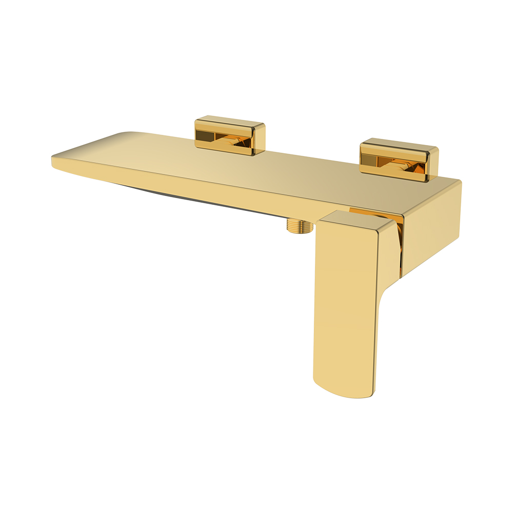 Misturador de chuveiro exposto - ouro escovado