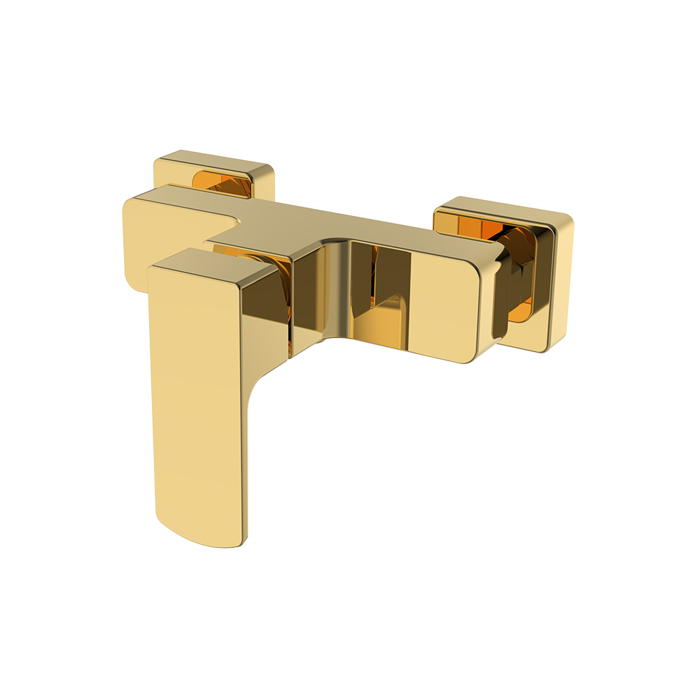 Misturador de chuveiro exposto - ouro escovado