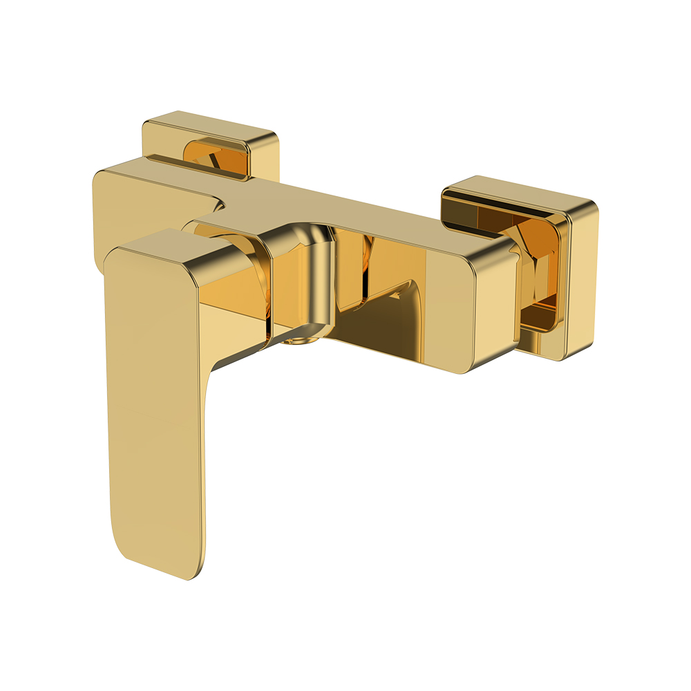 Misturador de chuveiro exposto - ouro escovado