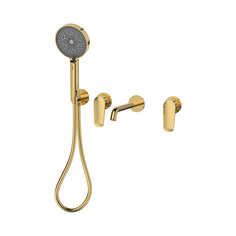 Mezclador de baño-ducha de pared oculta- Oro cepillado
