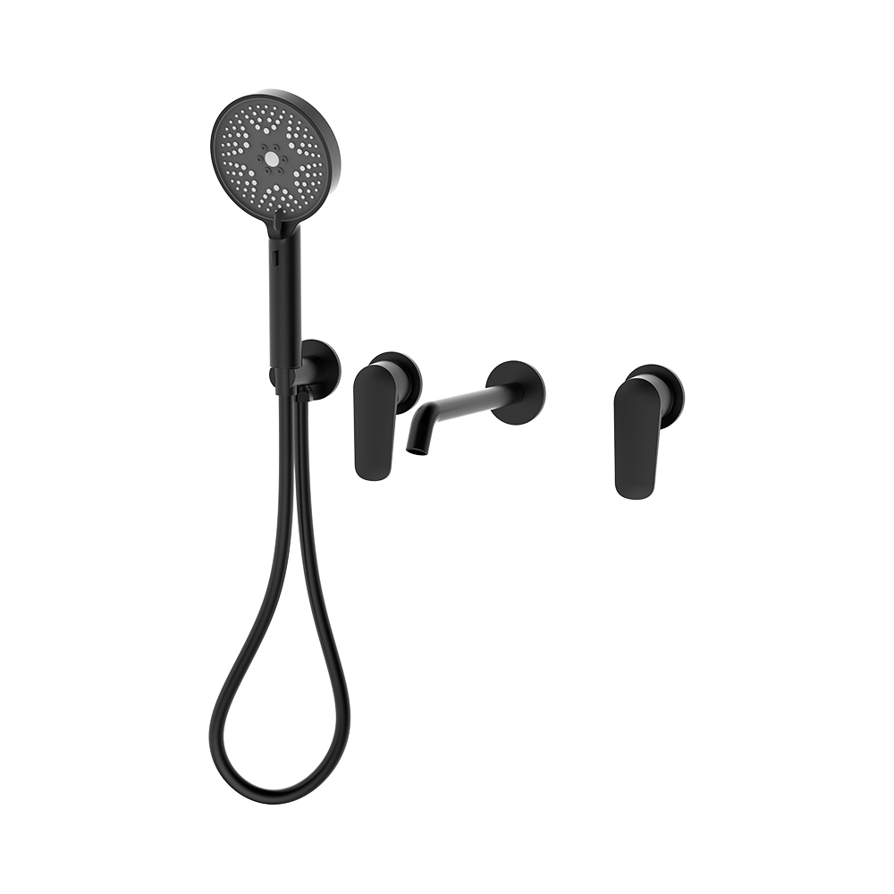 Mezclador de baño-ducha de pared oculta- Elec. Negro