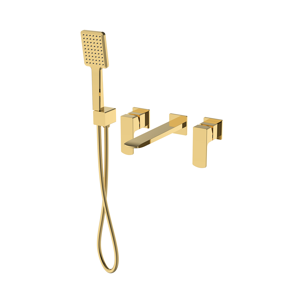 Mezclador de baño-ducha de pared oculta- Oro cepillado