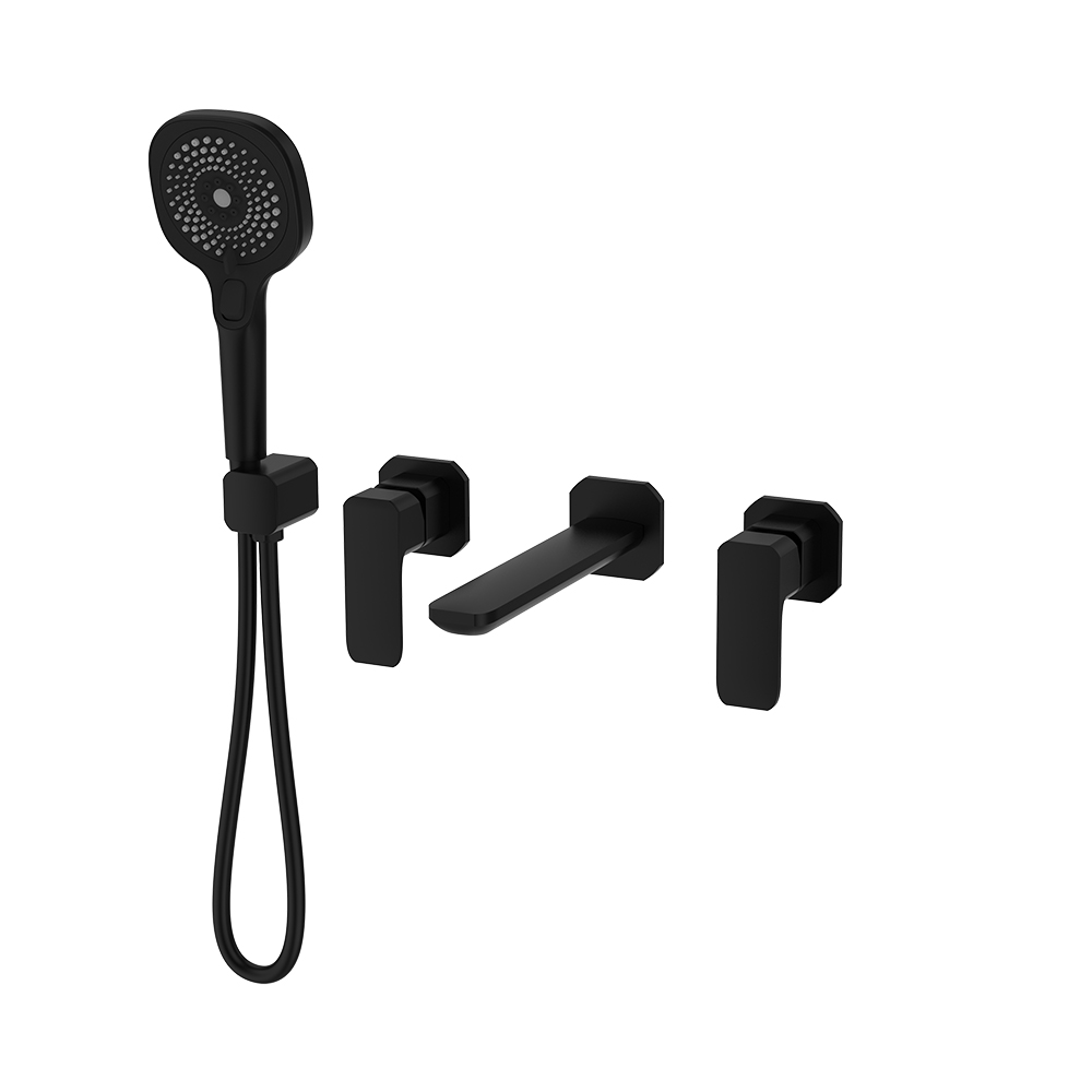 Mezclador de baño-ducha de pared oculta- Elec. Negro