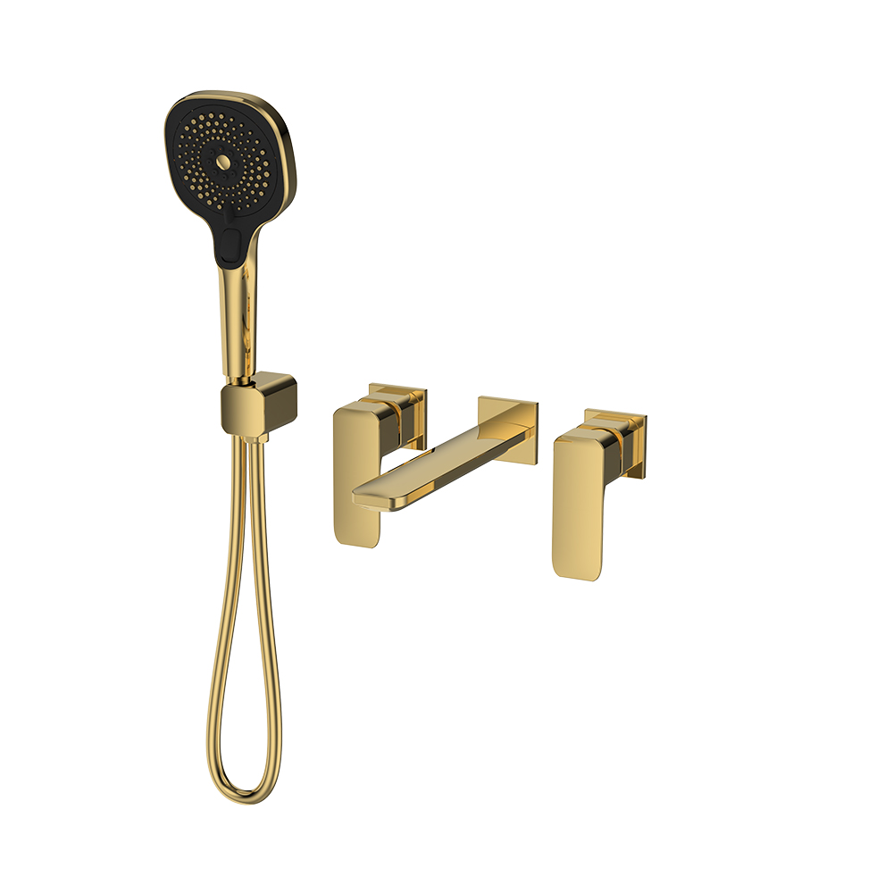 Mezclador de baño-ducha de pared oculta- Oro cepillado