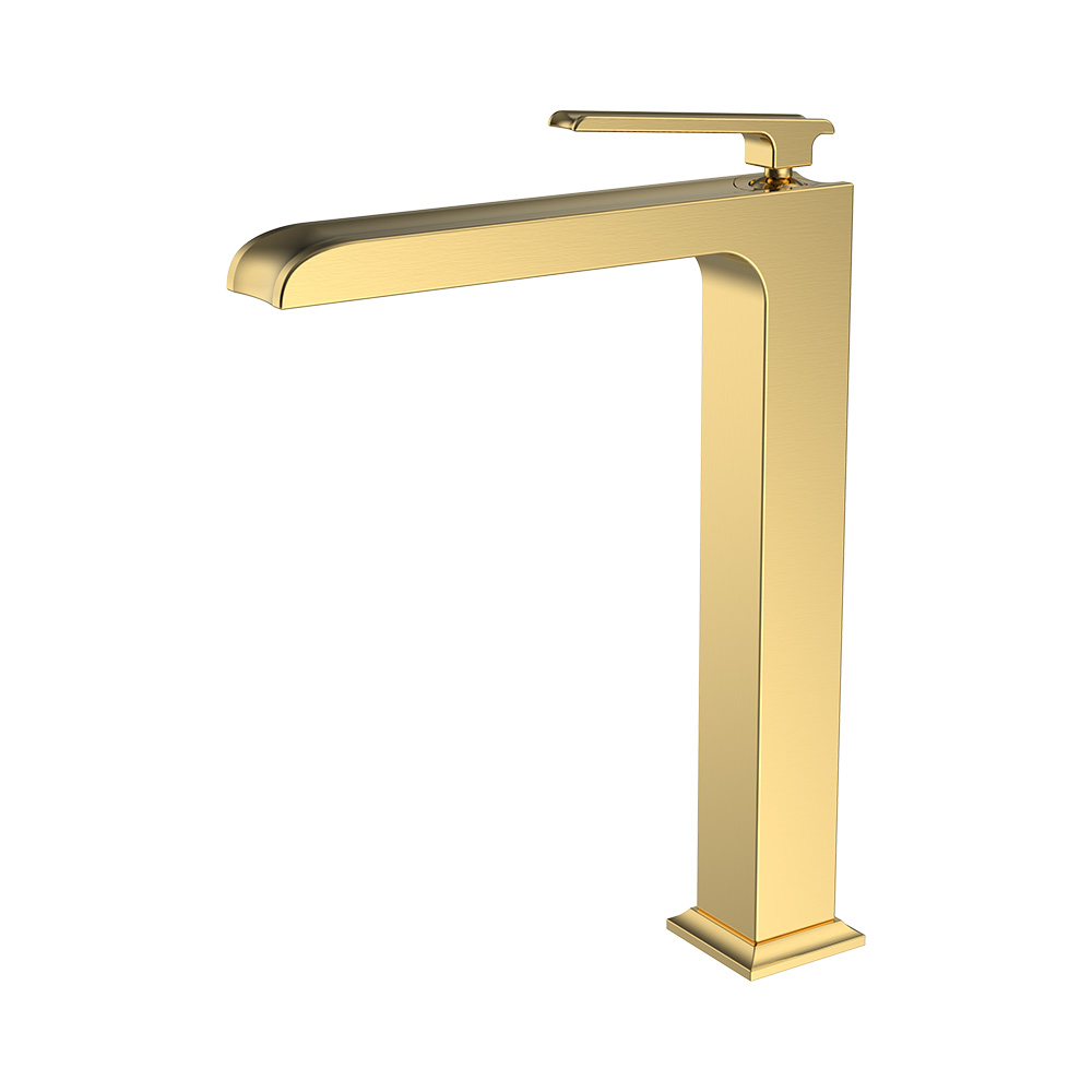 Single Lever Tall Washbasin Mixer- Brushed Gold